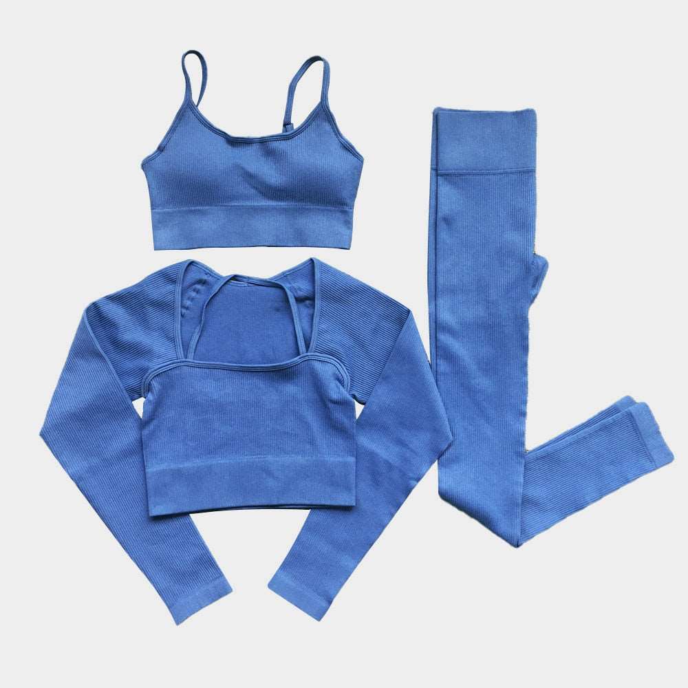 2/3/4 Piece Yoga Set Ribbed Top Women Workout Set Sportwear