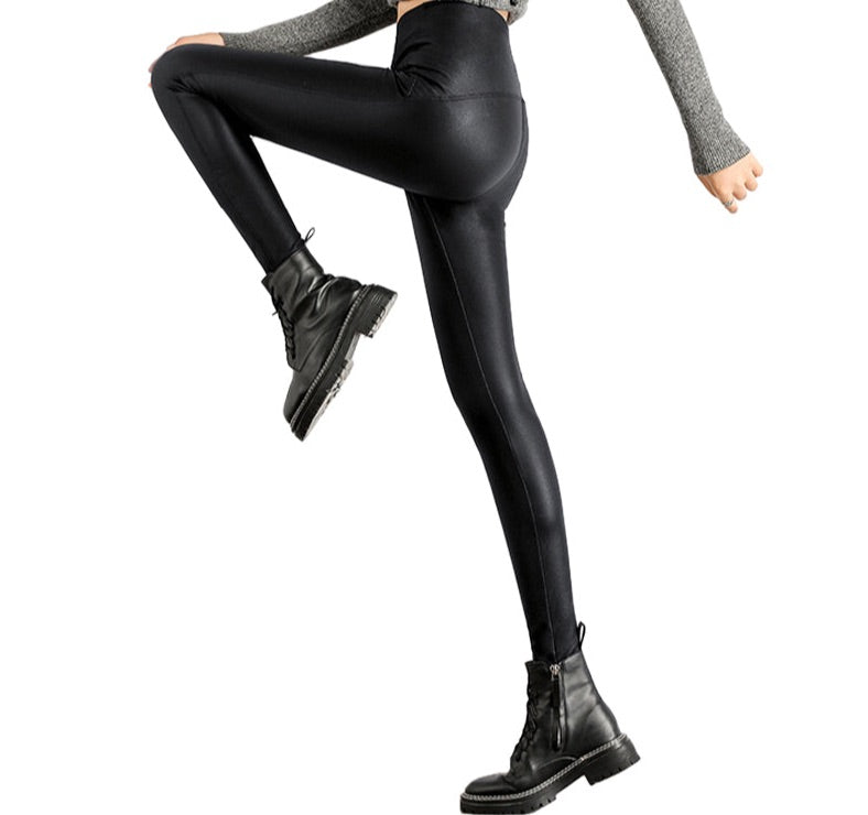 Black Fleece Matte Leather Leggings Seductively Posh LLC