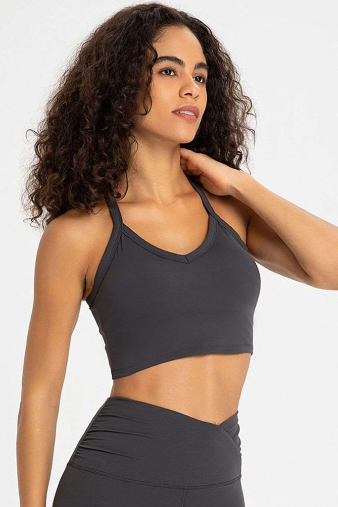 Crisscross Back V-Neck Sports Bra - Seductively Posh LLC