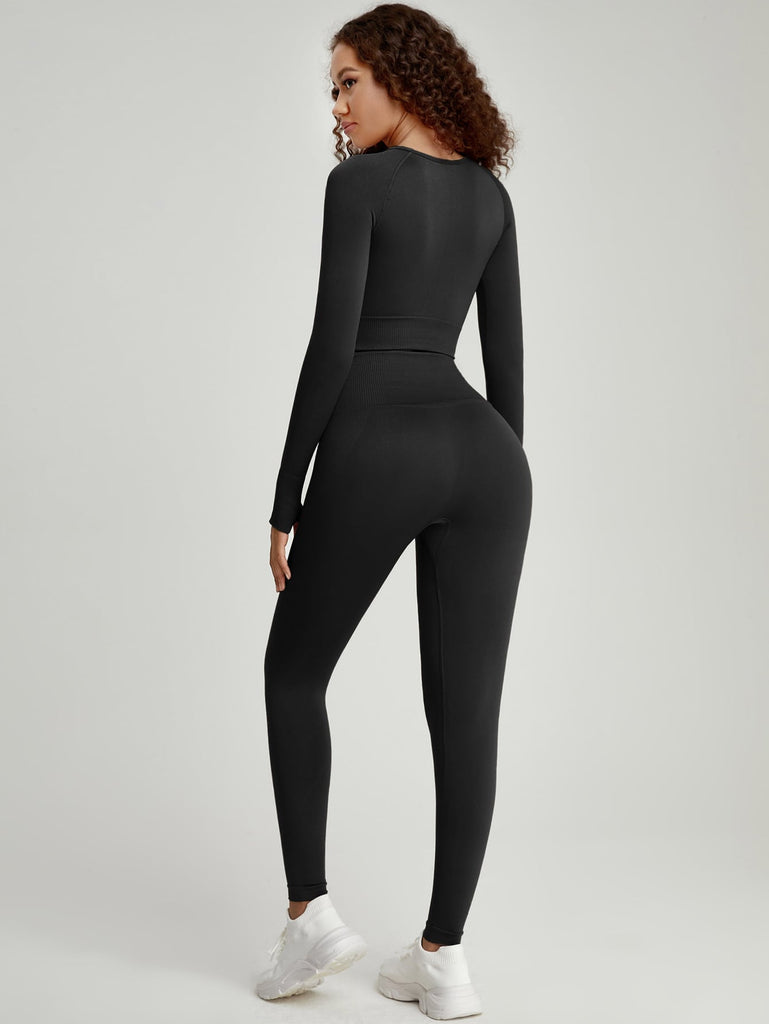 High Stretch Sports Tee With Thumb Hole & Sports Leggings Set - Seductively Posh LLC