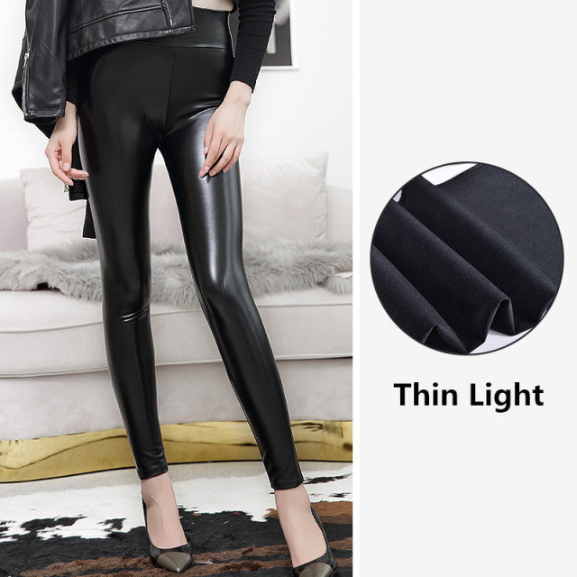 High Waist Leather Leggings - Seductively Posh LLC