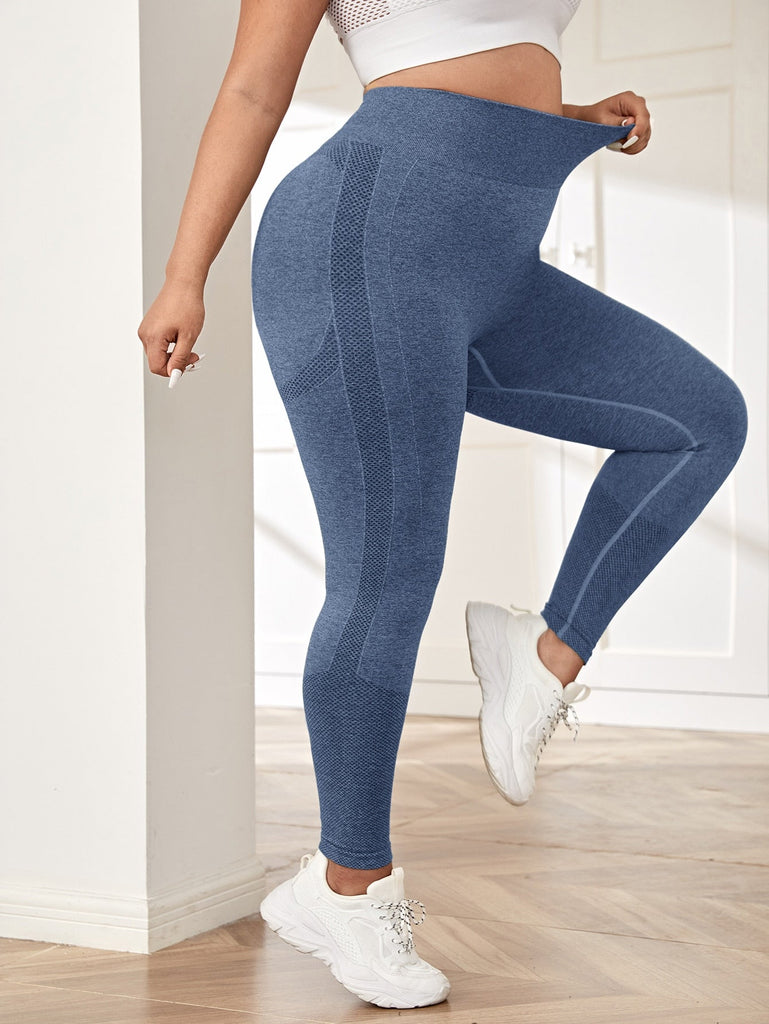 Plus Wide Waistband Sports Leggings - Seductively Posh LLC