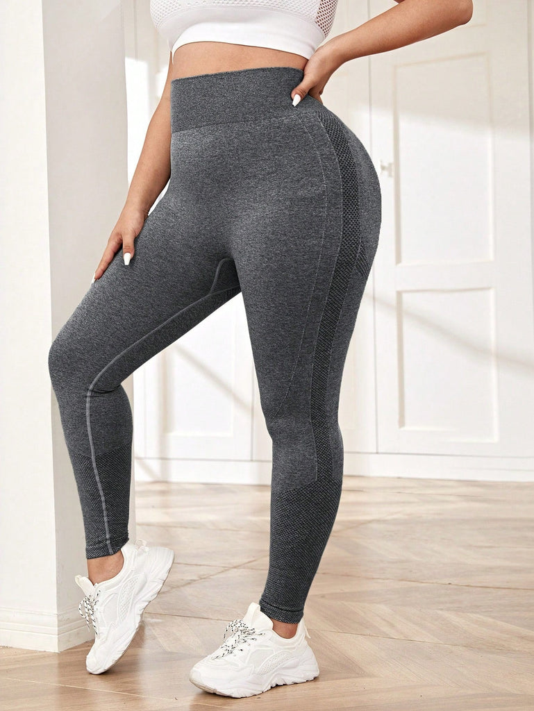 Plus Wide Waistband Sports Leggings - Seductively Posh LLC