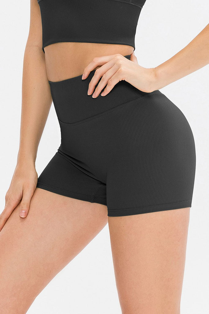 Slim Fit Wide Waistband Sports Shorts - Seductively Posh LLC