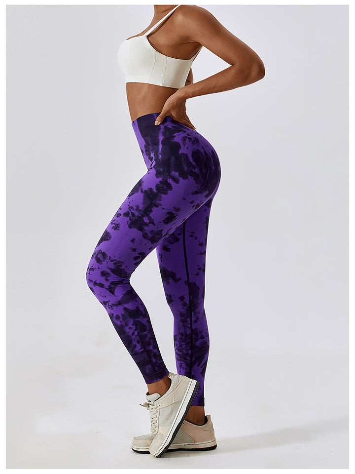 Tie Dye Wide Waistband Active Leggings - Seductively Posh LLC