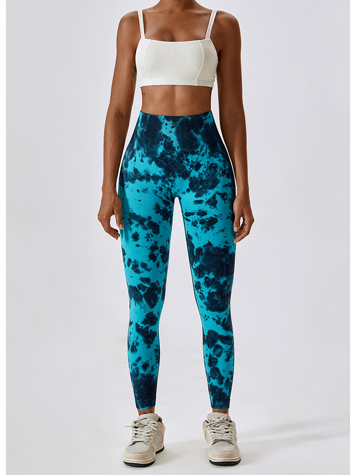 Tie Dye Wide Waistband Active Leggings - Seductively Posh LLC