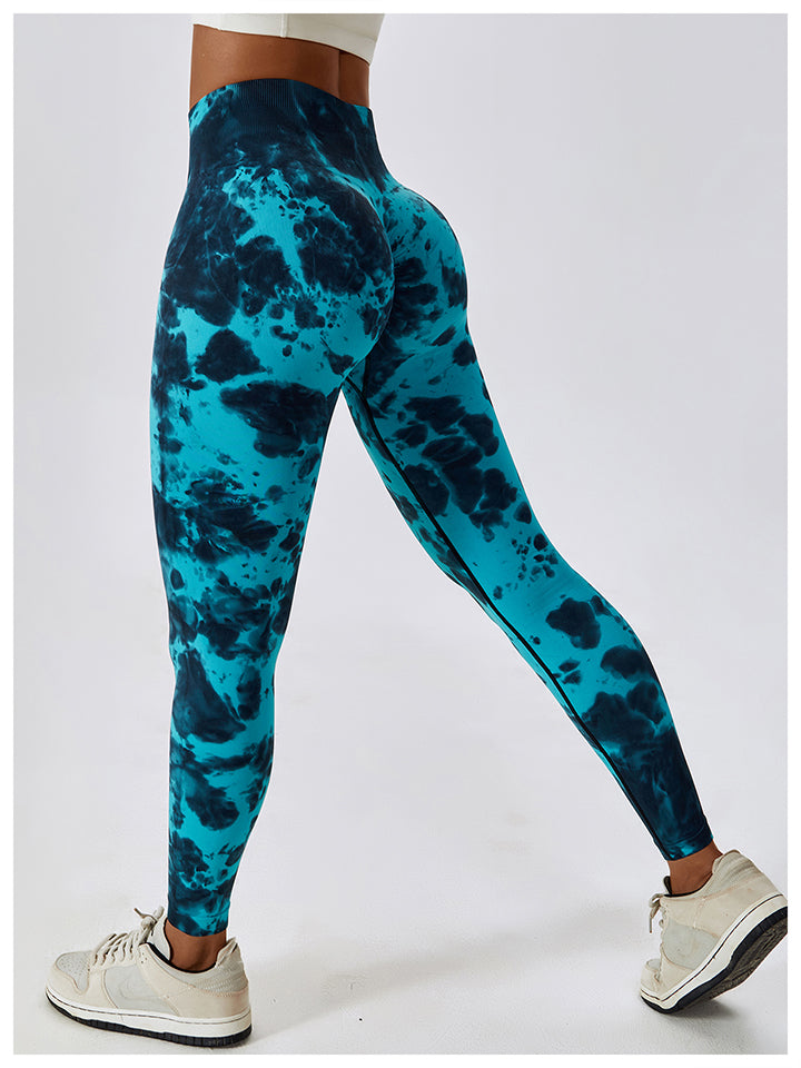 Tie Dye Wide Waistband Active Leggings - Seductively Posh LLC