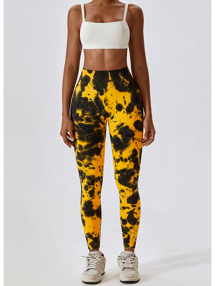 Tie Dye Wide Waistband Active Leggings - Seductively Posh LLC