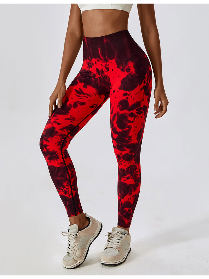 Tie Dye Wide Waistband Active Leggings - Seductively Posh LLC