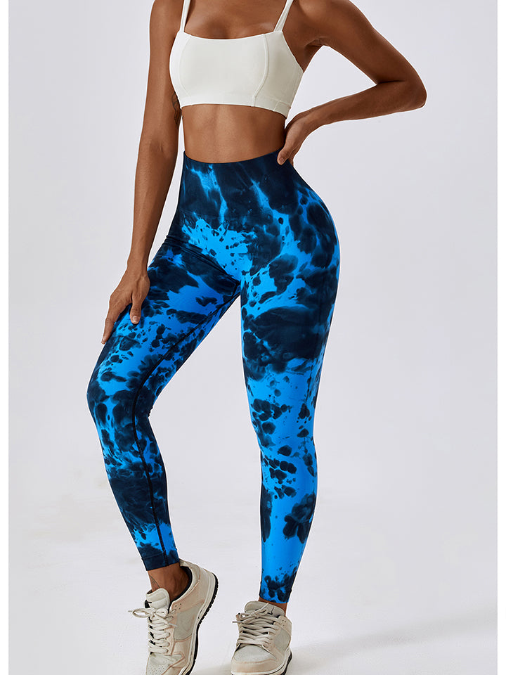 Tie Dye Wide Waistband Active Leggings - Seductively Posh LLC