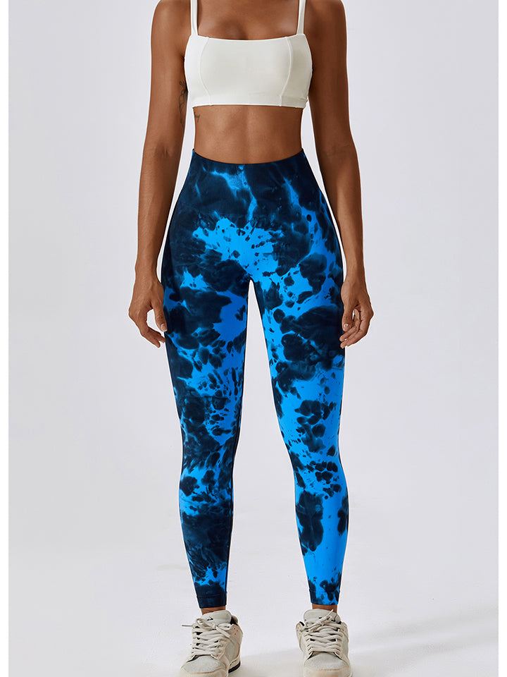 Tie Dye Wide Waistband Active Leggings - Seductively Posh LLC