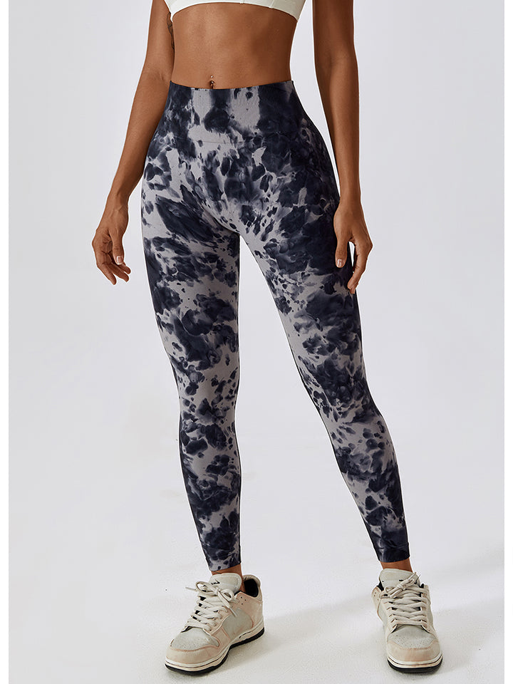 Tie Dye Wide Waistband Active Leggings - Seductively Posh LLC