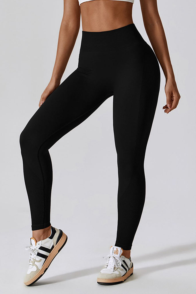 Wide Waistband Slim Fit Long Sports Leggings - Seductively Posh LLC