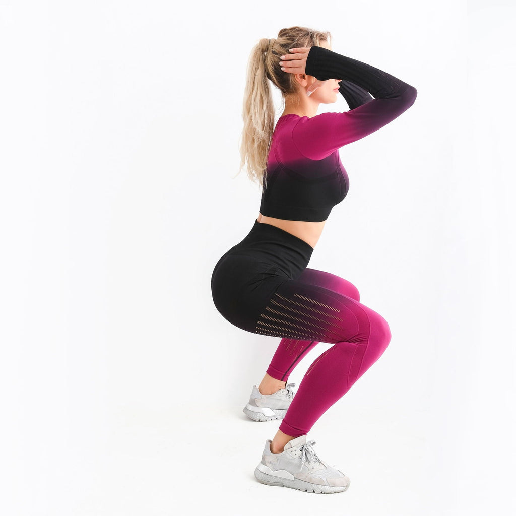 Yoga Set Peach Buttocks Workout Set Push Up Tracksuit Woman Hollowed Out - Seductively Posh LLC