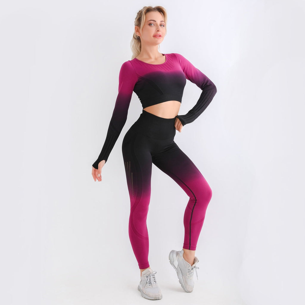 Yoga Set Peach Buttocks Workout Set Push Up Tracksuit Woman Hollowed Out - Seductively Posh LLC