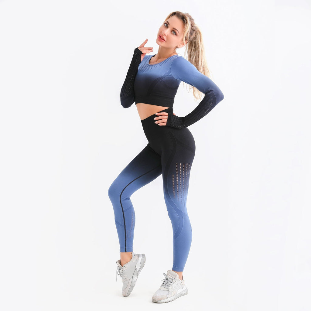 Yoga Set Peach Buttocks Workout Set Push Up Tracksuit Woman Hollowed Out - Seductively Posh LLC