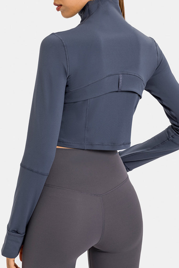 Zip Front Cropped Sports Jacket - Seductively Posh LLC