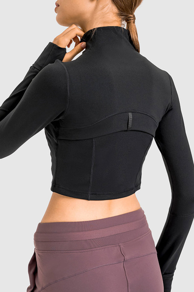 Zip Front Cropped Sports Jacket - Seductively Posh LLC